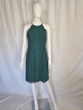 LOFT Green Lace Halter Mini Dress